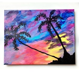 🎨Original “Tropical Sunset” Wrapped Canvas Art